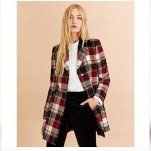 Brooks Brothers Red Plaid Pea Coat Sz12